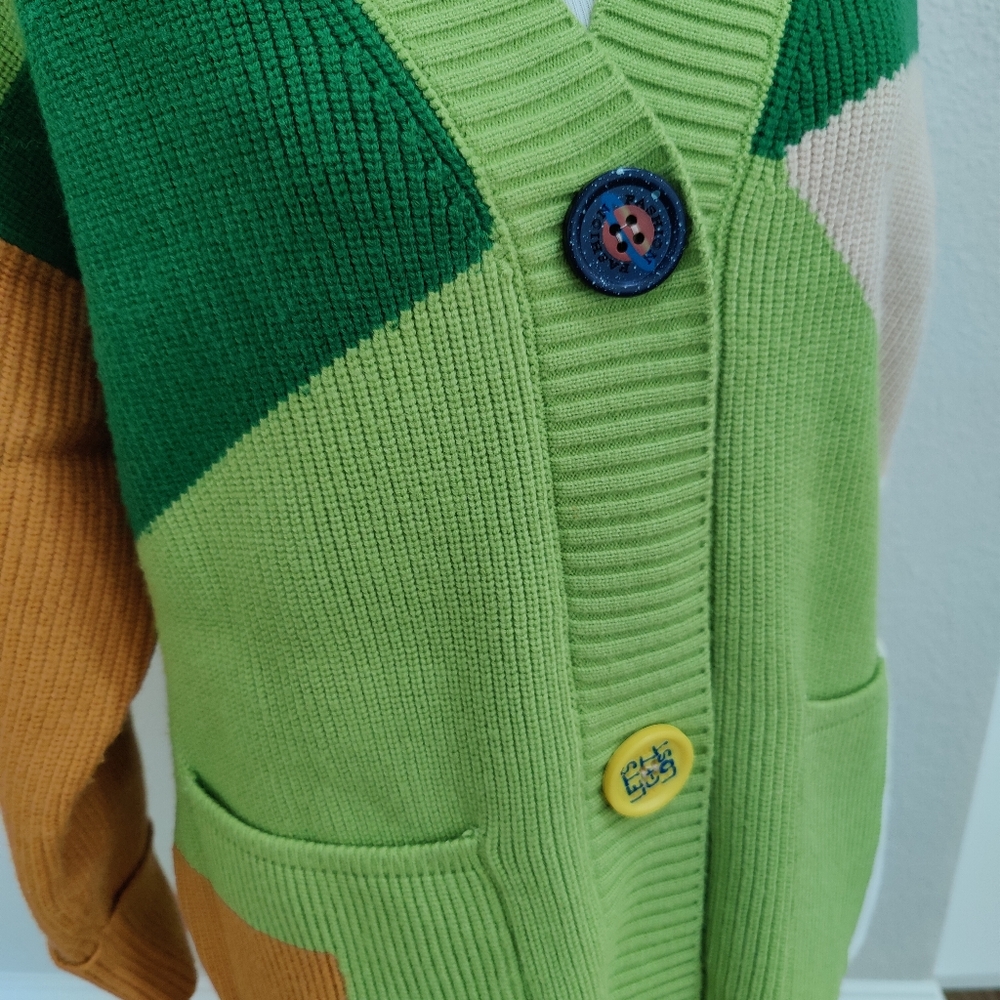 Oversized Color Block Cardigan With Colorful Big … - image 4